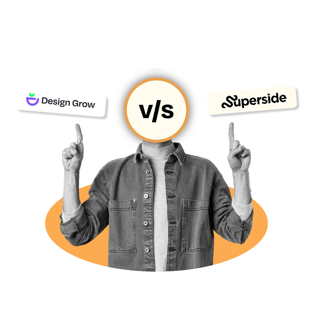 Side-by-side visual comparison of Design Grow vs. Superside