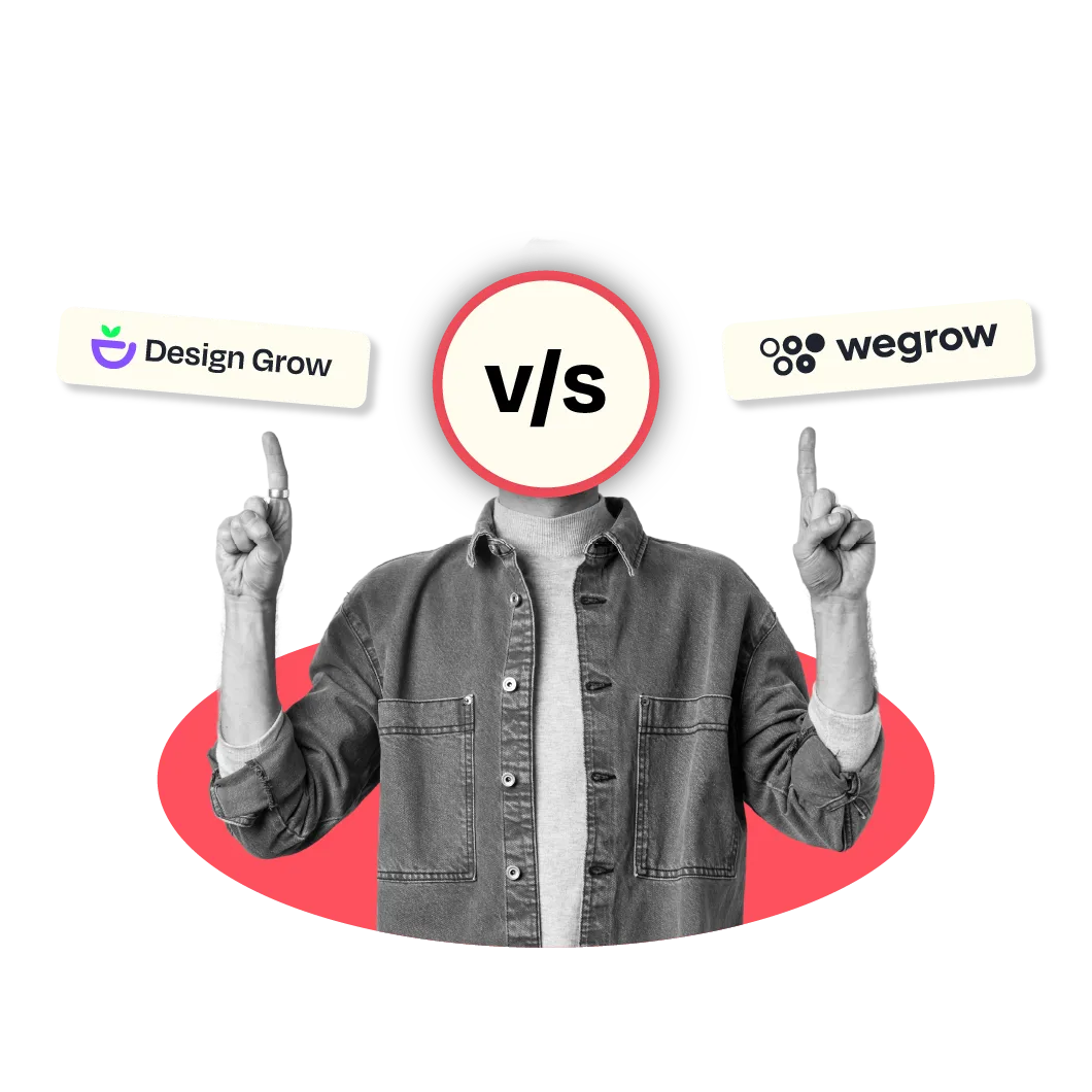 Side-by-side visual comparison of Design Grow vs. We Grow