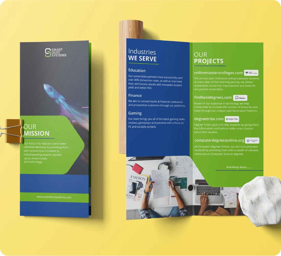 Brochure example for Smart Dust Systems (SDS) by Design Grow