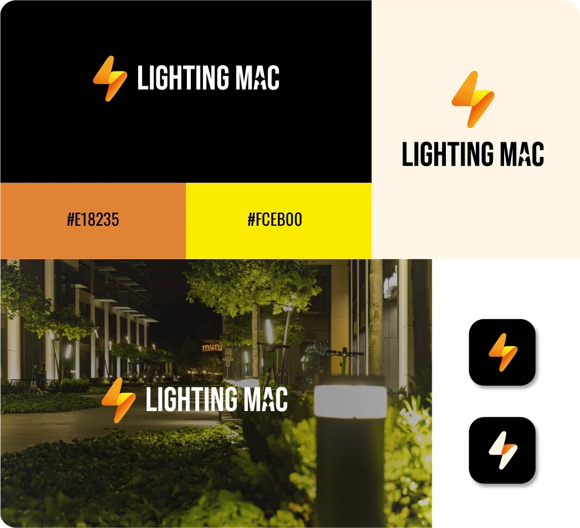Design Grow designed the logo and visual identity for Lighting Mac with a bold, modern, and tech-inspired aesthetic.