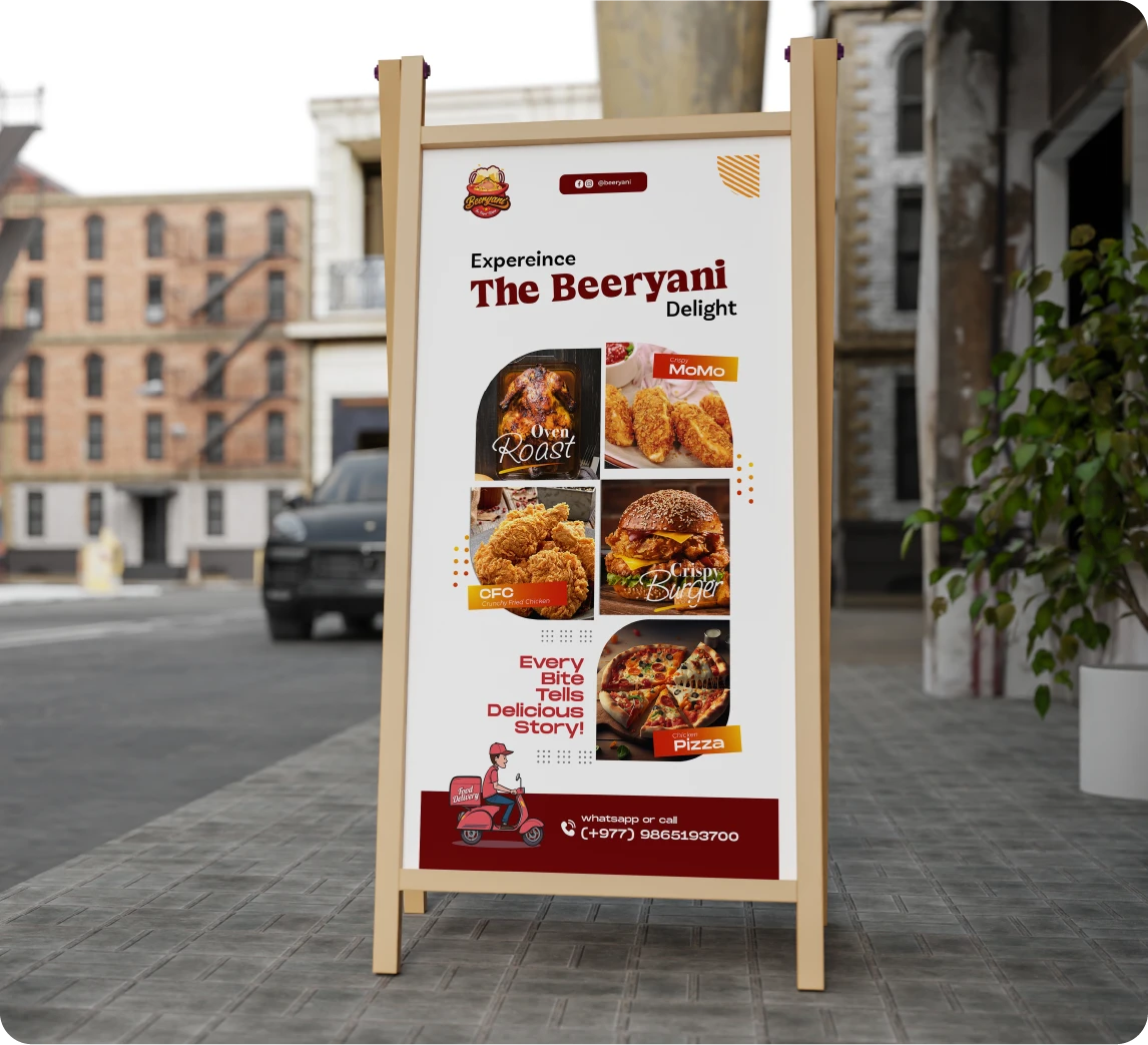 Standee example for Beeryani Restaurant by Design Grow